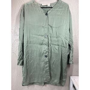 Vintage Victoria's Secret Gold‎ Label Green Nightshirt Pajama Silk Size Small